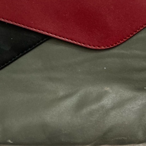 Tumi gray red black wristlet clutch bag